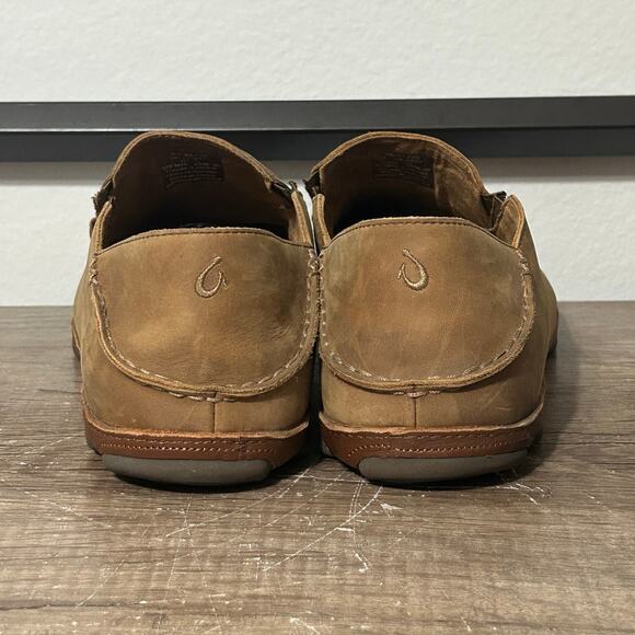 Olukai Moloa Men’s Leather Slip-On Casual Comfort Shoes Size 16 Brown - Picture 4 of 8